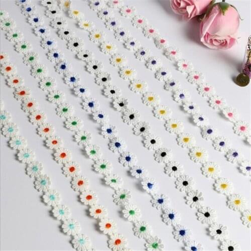 14yards 1.8CM Polyester Embroidery Lace Daisy Trimimg Sun Flower Color Lace Accessories DIY Handmade Lace Cloth Paste Baby Cloth