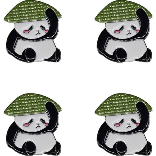 4PCS Enamel Pin Badge Panda Brooch Lapel Pin Jeans Shirt Bag Lovely Animal Jewelry For Women