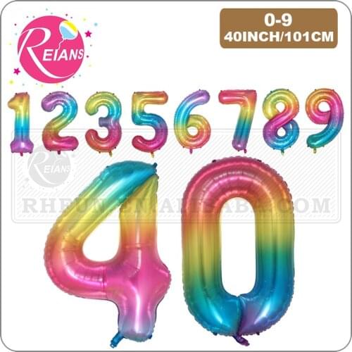 40 Inch Jelly Balloon Color Gradient Digital number Aluminum Film Balloon Childrens baby shower Birthday Party Balloon globos