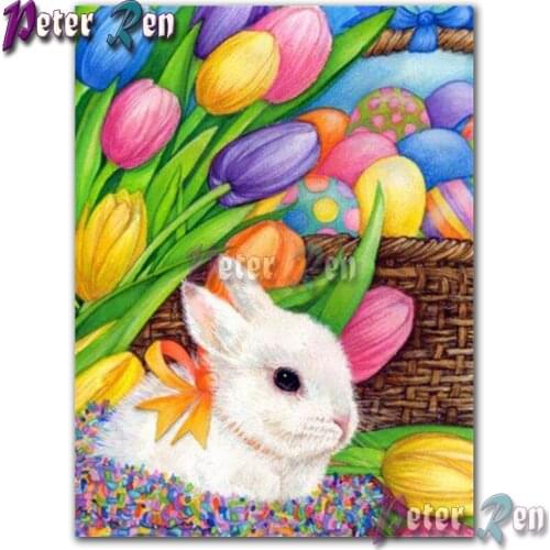 5d DIY animal Rabbit in the flowers Diamond Painting Embroider Square or round Mosaic Cross stitch Rhinestone home decoration