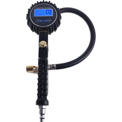 Digital Tire Inflator Pressure Gauge with 32cm 12" Hose & Quick Connect Coupler Air Chuck 200 PSI Heavy Duty for Car