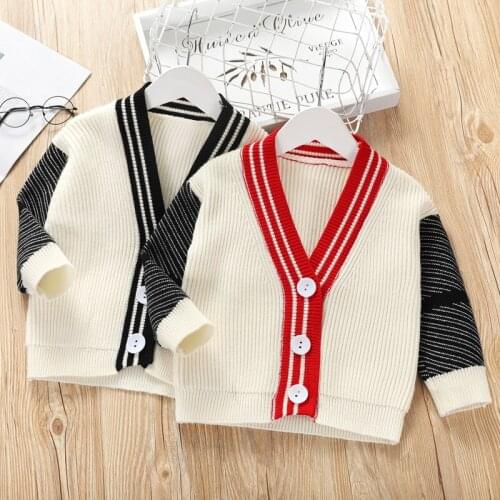 Kids Striped Sweater Children Boy Girl Autumn Winter Knitted Cardigan Sweater Coat New Toddler Jacket Outerwear Baby Clothes