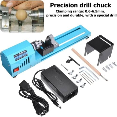 DIY Mini Wood Lathe Bead Cutting Machine Stainless Steel Drill Polishing Woodworking Tool Home Small Wood Lathe
