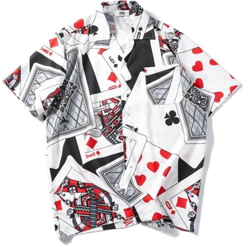 Hawaiian Shirt Streetwear Men Hip Hop Shirts Graffiti Print Harajuku Beach Shirt Summer Casual Shirt Tops Short Sleeve HH188