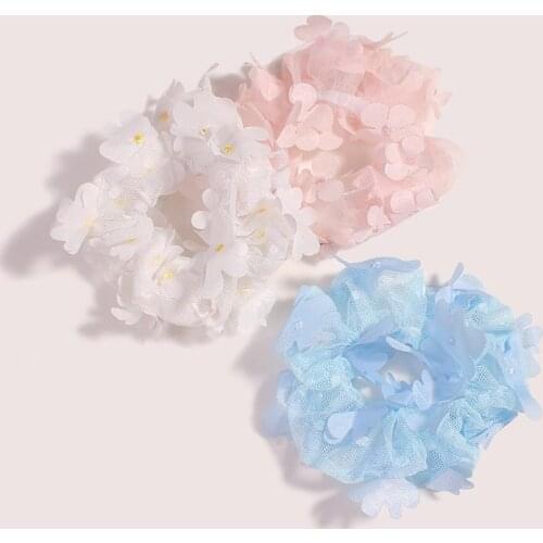 Hot New Arriving Hair Scrunchies Set Lace Mesh Hair Rope 3pcs/pack For Sale Flower Embroidery Hair Bands Headdress