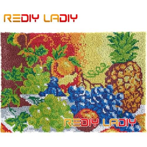 Latch Hook Rug Still Life Fruits Plush Wall Hanging DIY Carpet Rug Chunky Yarn Arts Cushion Crocheted Floor Mat Hobby & Crafts