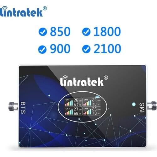 Lintratek NEW 850 900 1800 2100Mhz Signal Booster CDMA 2G 3G 4G Repeater B5 B8 B3 B1 Amplifier AGC 70dB for Network and Voice