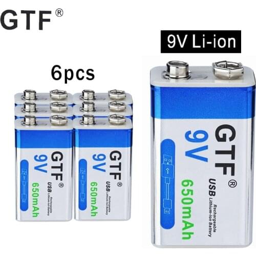 9V 6F22 650mAh li-ion Rechargeable battery Micro USB Batteries 9 v lithium for Multimeter Microphone Toy Remote Control KTV