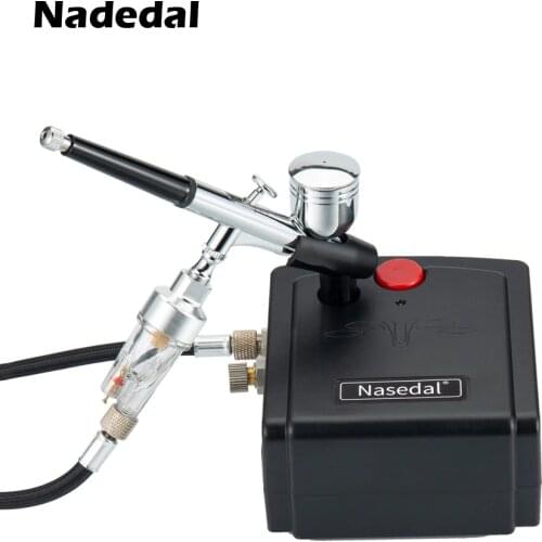 Nasedal 0.3mm Dual-Action Airbrush Compressor Kit Spray Gun Mini Airbrush for Cake Nail Art Makeup Tattoo Model Car paint