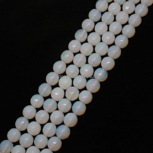 Mini. order is $7! 10mm White Faceted Opal Round Loose Beads 15