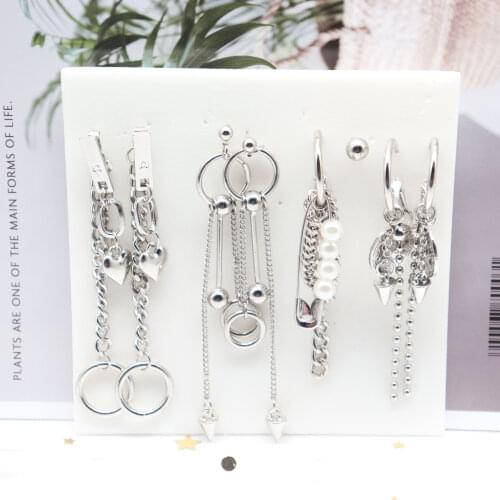 Fashion Asymmetry Earrings for Women Girl Bar Party Earring Style Drop Stud Earrings Chains Dangle Ear Studs