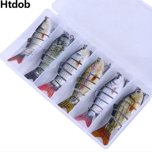 Htdob 1/6pcs Fishing Lures Set With Box Multi Segments Jointed Hard Bait Wobblers Swimbait Crankbait Swim Bass For Pike Sinking
