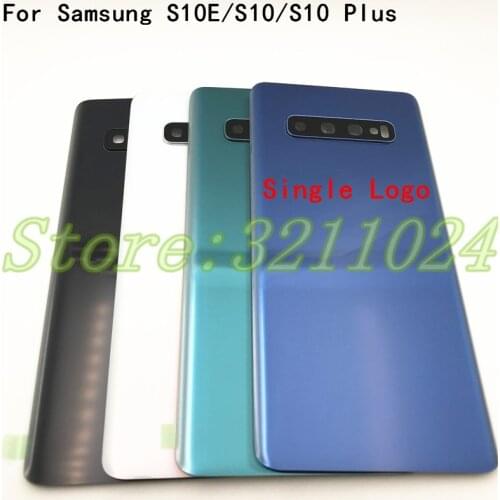 New For Samsung Galaxy S10e S10 S10 plus Glass Battery Back Cover Door Housing Replacement Repair Parts +Camera Glass Lens Frame