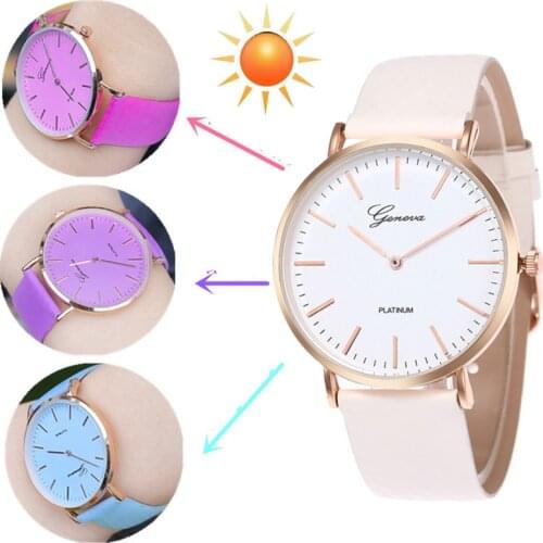 New Fashion Simple Style Temperature Change Color Women Watch Sun UV Color Change Men Women Quartz Wristwatches Relogio Feminino
