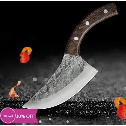 6" Butcher Knife Handmade Forged Outdoor Hunting Knife Stainless Steel Chef Knife Meat Cleaver Serbian Boning Fish Kitchen Knife