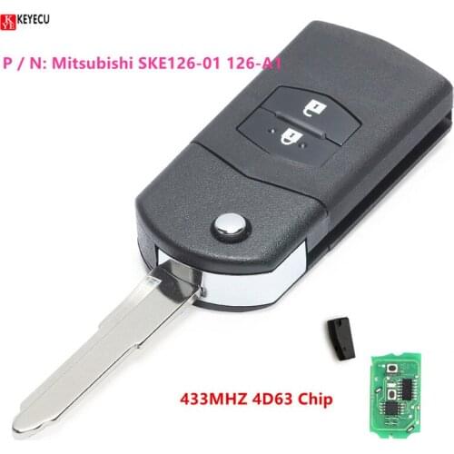 Keyecu 2Button 433MHz 4D63 80bit chip Upgraded Flip Car Remote Key Fob for Mazda 2 3 5 6 MX5 RX8 P/N:Mitsubishi SKE126-01 126-A1