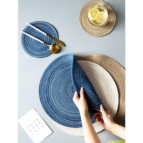 4PCS individual table mat Anti Slip Drink Coasters Insulated Solid placemat Linen Non Slip Ramie Mat Kitchen tool for Home Decor