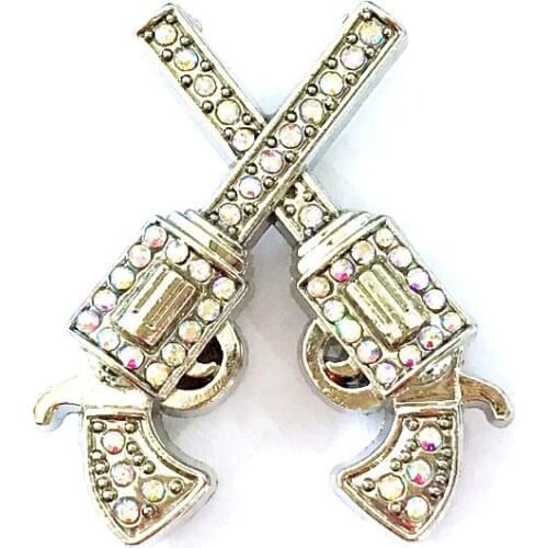 Silver Plated Anchor Belt Concho Screw Back Rhinestone Concho Leathercraft Belt DIY Hardware Crystal Double Gun Mens and Women