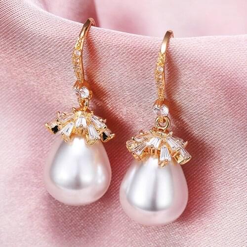 Luxury Bridal Wedding Dangle Earrings Imitation Pearl Graceful Lady Party Temperament Fine Gift Statement High-quality Jewelry