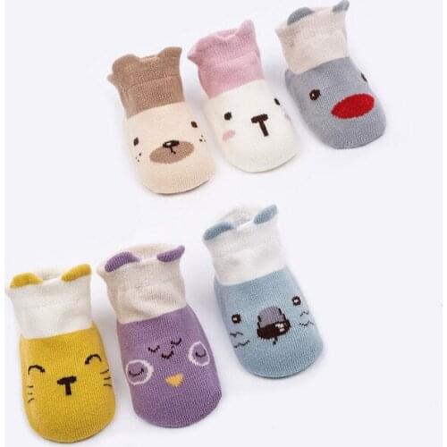 Cartoon Thicken Warm Kids Boy Girls Socks Winter Terry Thermal Floor Baby Cotton Socks 3D Color Matching Children Socks 0-3T