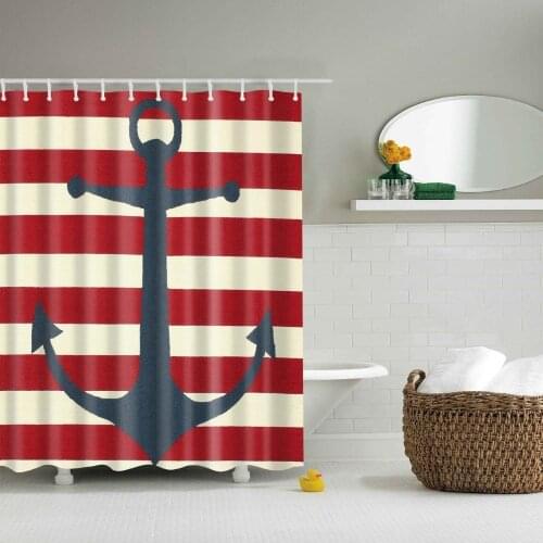 Mediterranean Sailing Anchor Vintage Style Map Frabic Waterproof Polyester Shower Curtains Bathroom Curtain With Hooks