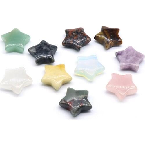 1PC Natural Stones Pentagram Statue Rose Quartz Amethyst Healing Crystal Gemstones Star Pattern Mini Ornament Aquarium Decor