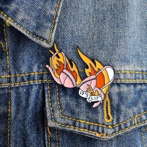 Stylish Fire Bikini Unisex Enamel Brooch Pin Jewelry Clothes Coat Decor Badge Lapel Drop Oil Badge Brooch Jewelry Accessaries
