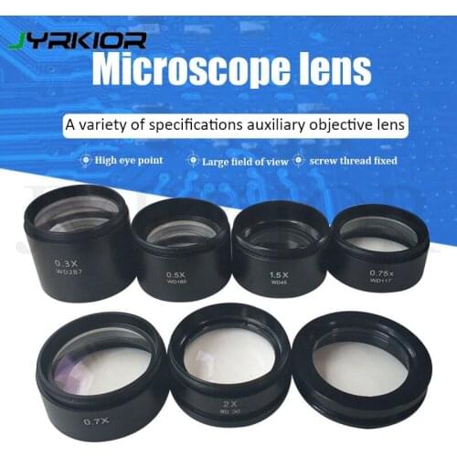 Trinocular Microscope 0.5X 0.7X Auxiliary Objective Lens Double Multiplier Expansion Anti-oil Mirror Dust Lens Increase Distance