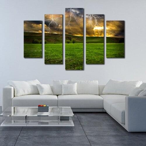 The sitting room adornment office frameless grassland thunder lightning print canvas mural hang a picture