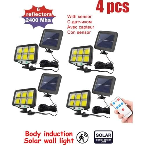 4pcs seperable LED Solar Lamp Motion Sensor Outdoor Waterproof Split Solar Light Garden Courtyard Path Lighting Sunlight Wall La