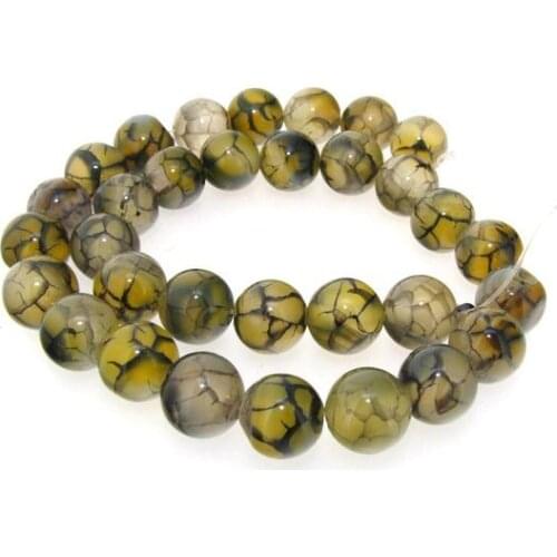 Unique Pearls jewellery Store Newest Dragon Veins Agate 12mm Gemstone Loose Beads One Full Strand 15'' LC3-0288