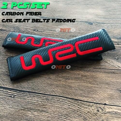 High quality 2pcs Carbon Auto Seat Belt Cover Car Styling Car Pads Fit For WRC Mitsubishi Abarth 500 Stilo Ducato Kia Honda
