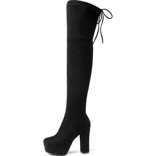 Maogu New 2021 Over The Knee Boots Women Faux Suede Thigh High Boots Platform Stretch Slim Sexy Ladies Womens Winter Boots