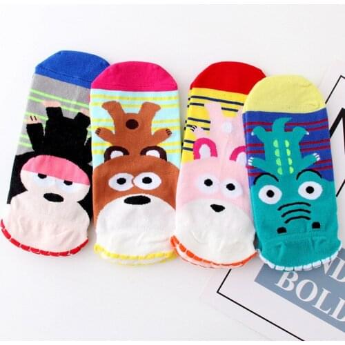 Cartoon Animal Women Cotton Short Socks Crocodile Monkey Hippopotamus Harajuku Cute Japanese Stereo Straight Girls Ankle Socks
