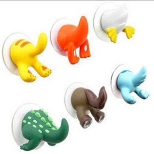 1pc Lovely Cartoon Animal Tail Shape Sucker Hook Kitchen Bathroom Wall Hook Strong Vacuum Suction Cup Key Towel Hanger Hooks