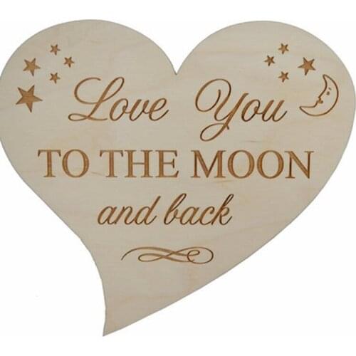 10pcs Love You To The Moon And Back Laser Engraved Wood Heart for valentine gifts