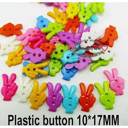 100PCS Victory gesture hand Dyed Plastic buttons coat boots sewing clothes accessory P-190