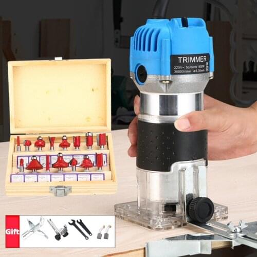 110V/220V Woodworking Electric Trimmer 800W Wood Router Milling Cutter Engraving Slotting Trimming Machine Wood Carving Machine