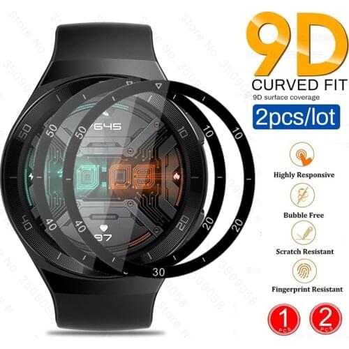 2PCS 9D Cuvred Soft Fibre Protective Glass For Huawei Watch GT 2E 2 E GT2 46MM 42MM GT2E Smartwatch Screen Protectors Film Cover