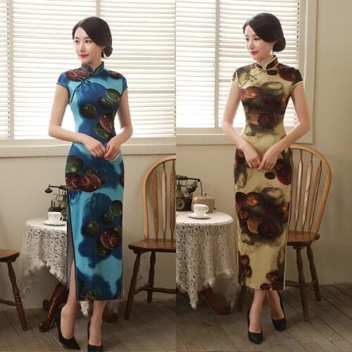 2020 Women Classic Modern Cheongsam Retro Improved Temperament Slim Chinese Costumes Traditional Chinese Women Long Dresses