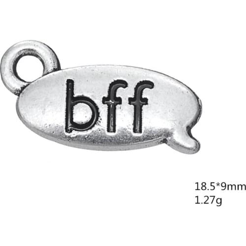 Antique silver plated BFF engraved charms for best friends charms for jewelry making