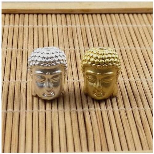 3D 100% 999 Silver Beads Pure Silver Tibetan Buddha Statue Beads Real Silver Buddha Head Beads DIY Bracelet Beads