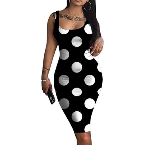40# Gradient Party Tank Dress Women Polka Dot Sleeveless Dresses For Women 2021 Bodycon Tank Dresses For Women 2021 Vestidos