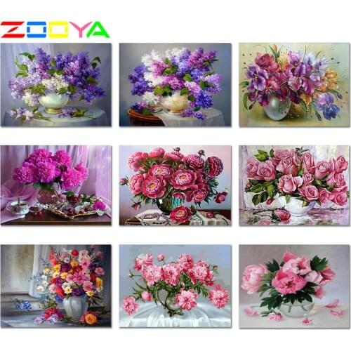 New Full Drill Diamond Embroidery Purple Lilac Flower Diamond Painting Cross Stitch Rhinestone Mosaic Decoration Painting RF533