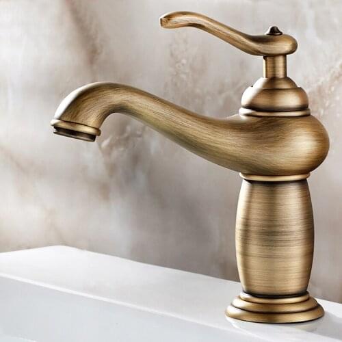 Antique Brass Faucet Single Lever Bathroom Vessel Sink Tap Deck Mounted Lavatory sink Mixer Basin Tap KD1186