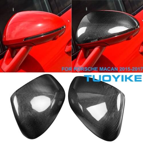 Car Styling Real Carbon Fiber Rearview Rear Mirror Retrofit Cover Cap Shell Trim Sticker On For Porsche Macan 2015-2017 Exterior