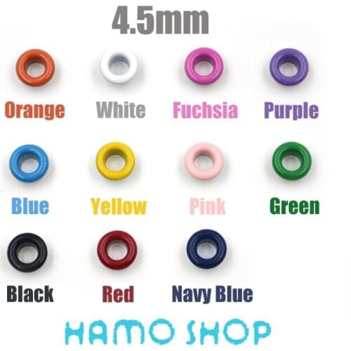 Free Shipping 100pcs/lot Hole Size 4.5mm Metal Eyelets Buckle Metallic Scrapbook garment accessories Mixed Color LeatherCraft