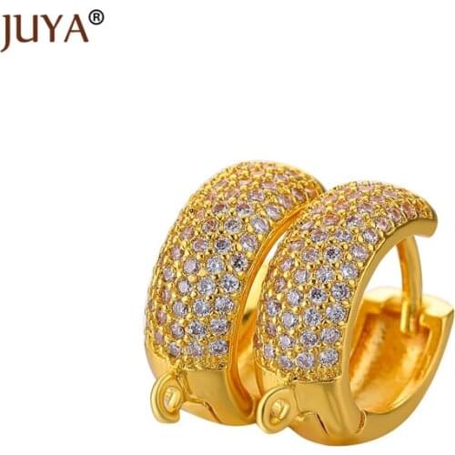 Gold Black High Quality Copper Metal Crystal Big Hoop Earrings Accessories for Earrings Jewelry Making DIY Findings Gift