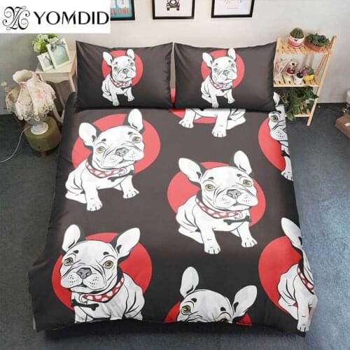 Bull Dog Duvet Cover Sets Printed Small Puppy Bedding Set Duvet Cover With Pillowcases Bedroom Home Bedding Set Polyester fabric