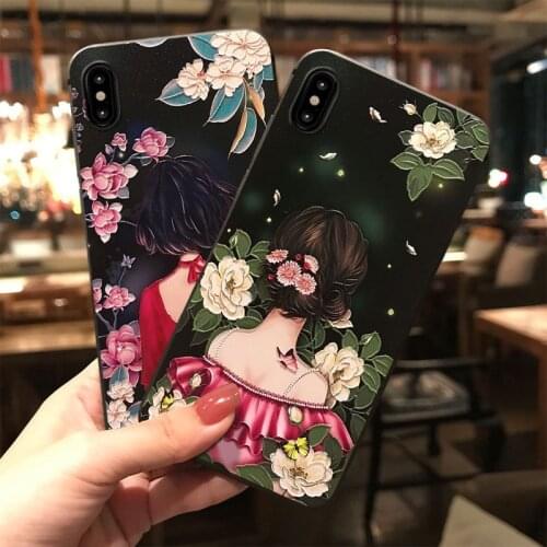 Hot Painted Embossed Phone Case for iPhone XS MAX XR Soft TPU Back Cover for iPhone X 8 7 6S 6 Plus Case for OPPO R15 R17 Coque